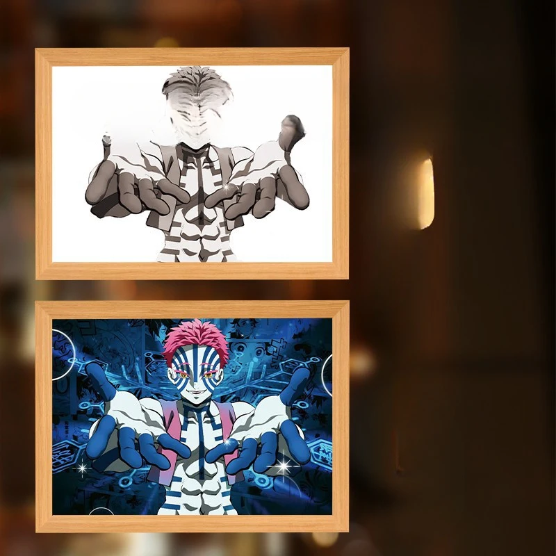 

Demon Slayer Akaza Infinity Castle LED Light Painting, My Wife Zenitsu DIY Decor Photo Frame, Anime Night Light Desk Ornament