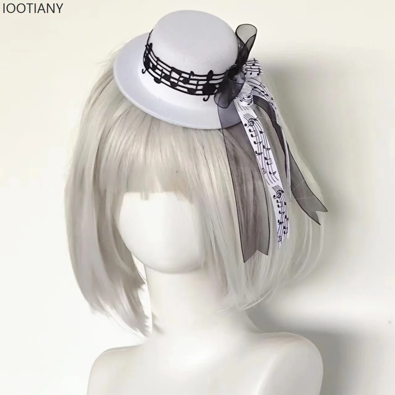 Vrouwen Harajuku Stijl Boog Leuke Mini Muzieknoot Hoed Y2k Lolita Lint Japanse Hoed Kant Hoofdtooi Kleine Hoed Accessoires 2025