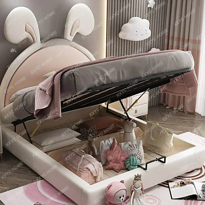 Light Luxury Children's Princess Cartoon Rabbit Ears Girl Single Bed 1.2 M