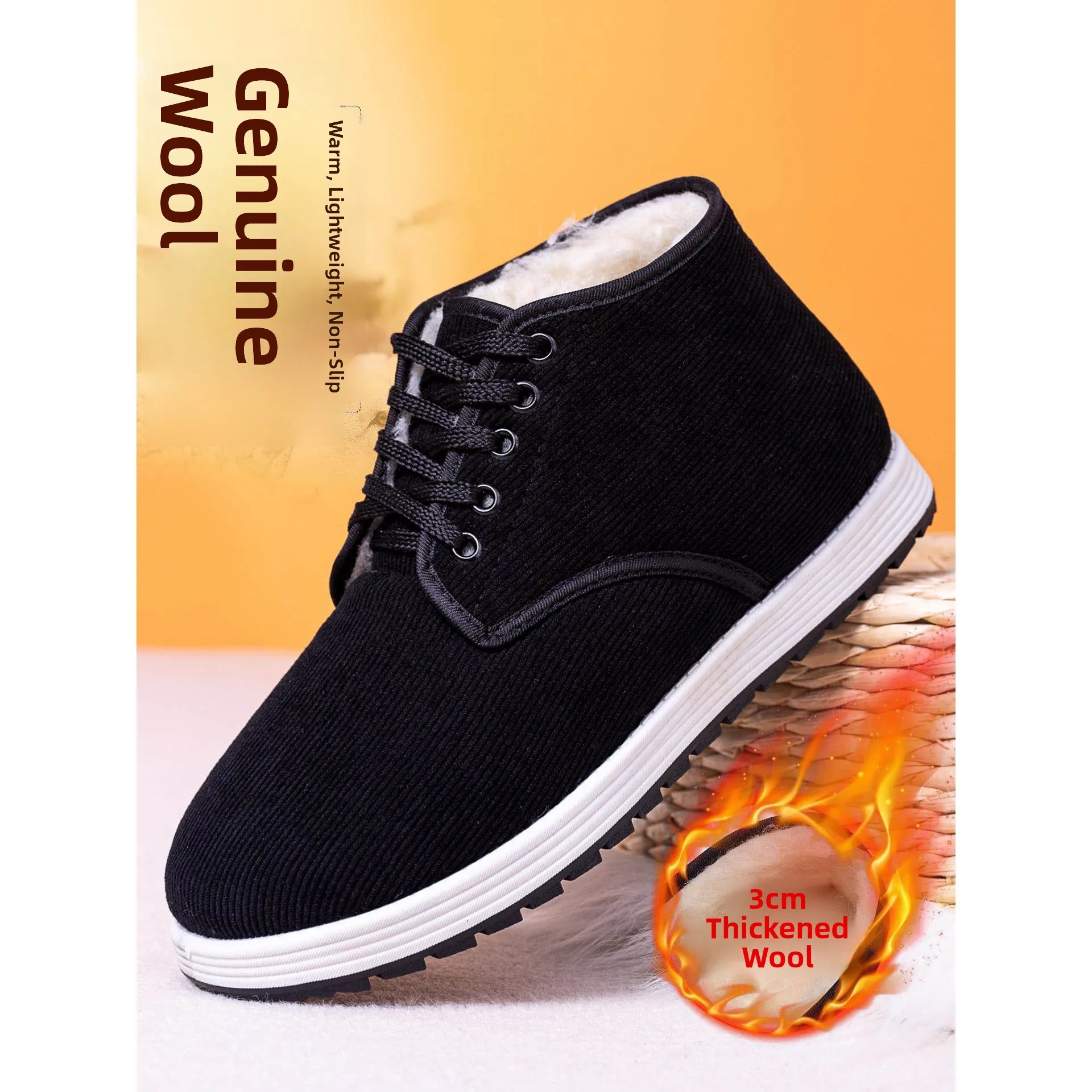 

Теплые зимние ботинки с высоким берцем на подкладке Fce, мужские повседневные противоскользящие зимние ботинки для папы, бархатный материал с круглым носком