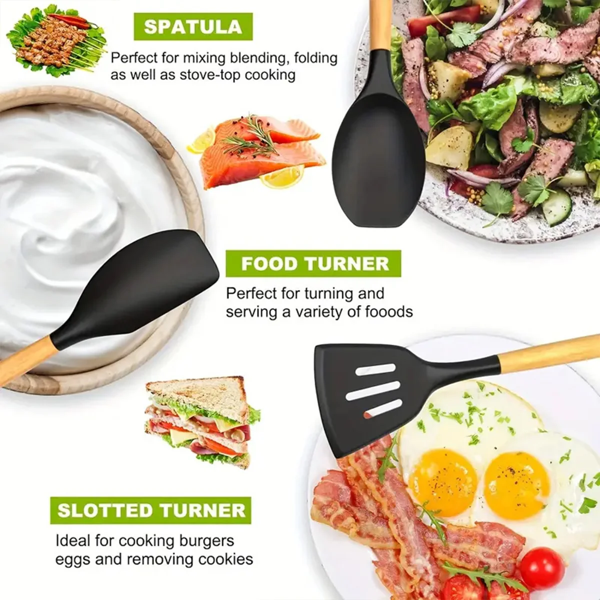 46-Piece Silicone Kitchen Utensil Set - Heat Resistant Non-Stick Cooking Tools with Wooden Handles Cooking Utensils Set for Home 5