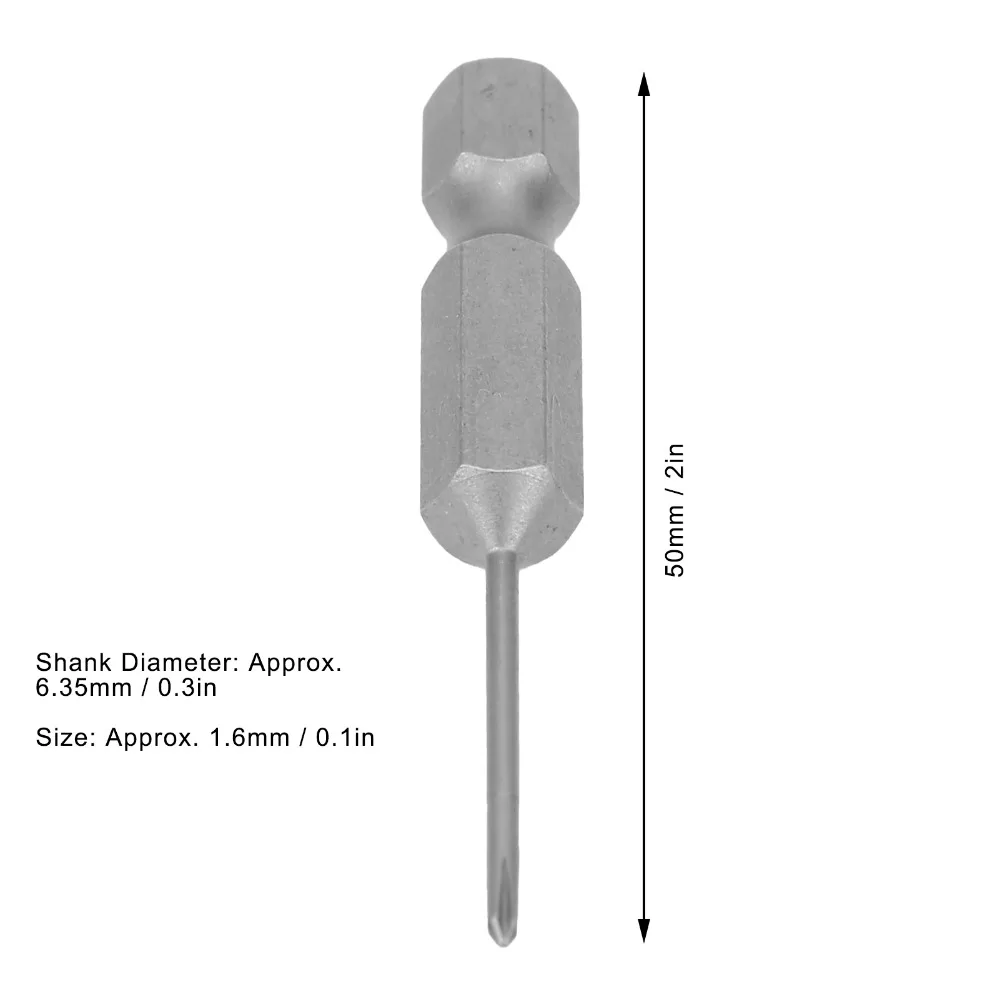 10pcs 1.6mm Size Electric Screwdriver Bits 50mm Length PH00 Phillips Cross Screwdriver Bits Magnetic Adsorption 1/4