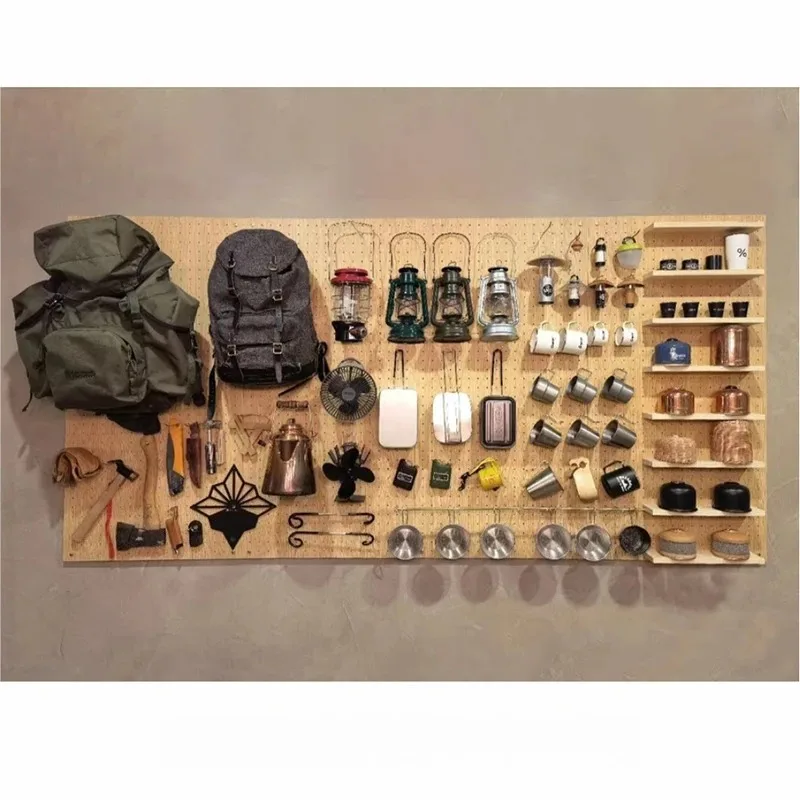 Camping Cave Board Outdoor Equipment Tool Wall Storage Rack Wooden Display Rack Wall Hanging Rack