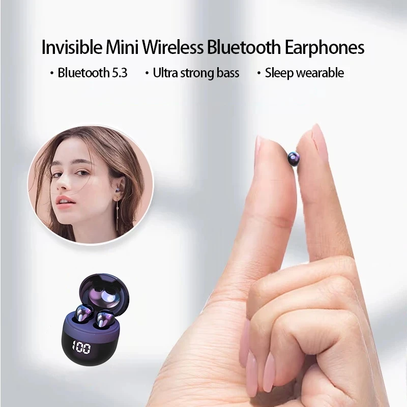 SK18 Headset Bluetooth Wireless V5.3 Hifi Sound Quality Invisible Sleep comfortable to wear With Mic Smart Touch Earbuds for IOS