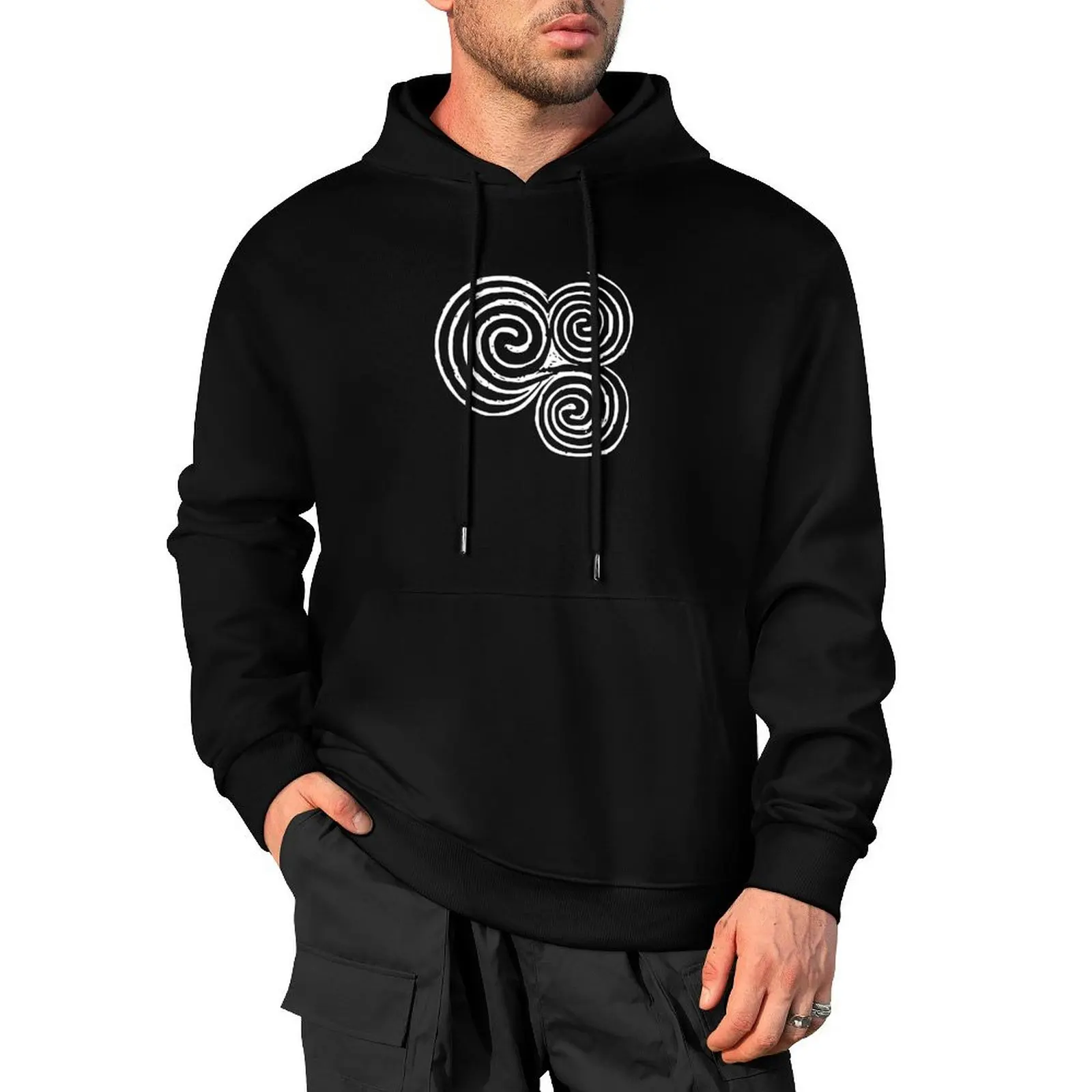 

Newgrange Entrance Stone Triple Spiral Celtic Triskelion, Celtic Symbols Pullover Hoodie clothes for men big size hoodie