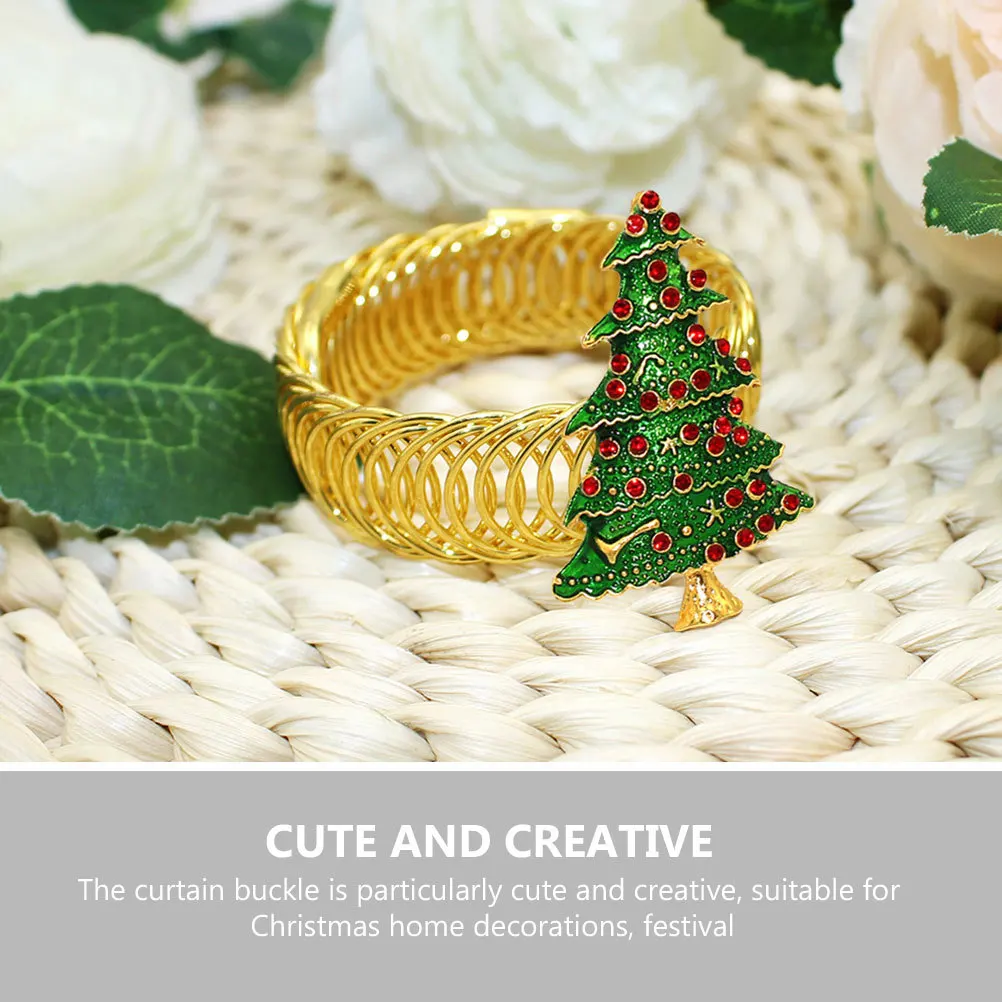 

2Pcs Christmas Tree Curtain Tiebacks Metal Rust-Resistant Elastic Holdbacks for Home Decor Xmas Curtain Buckle Spring Fasteners