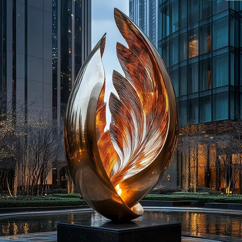 

Stainless Steel Garden Sculpture Hotel Lobby Art Statue Water Feature Decoration