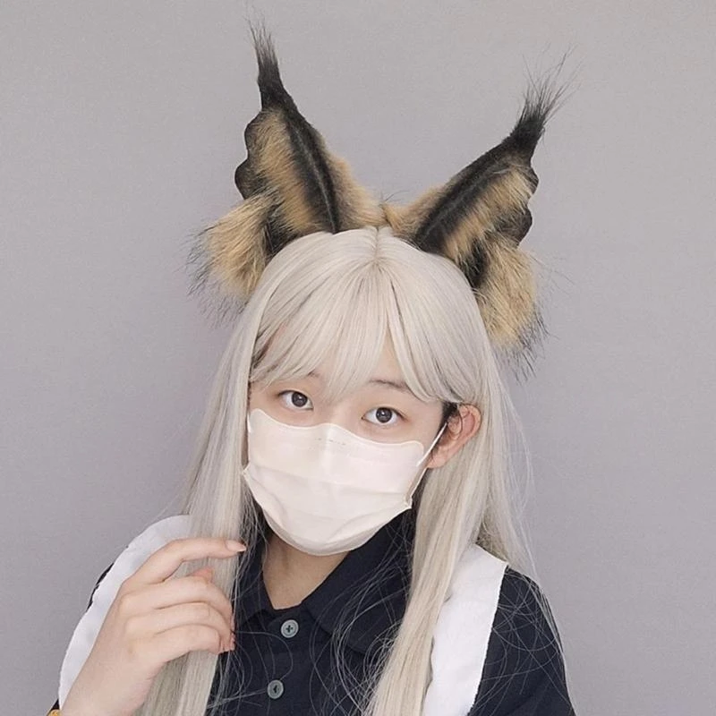 

Косплей для девочек, повязка на голову с ушками животных, пушистая рысь, карнавальная вечеринка, ручная работа