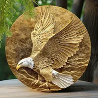 1pc Bald Eagle Spring Metal Wreath Sign - 8x8 Inch Round, Faux Foil Papercut Art, Decorative for Home & Gifts