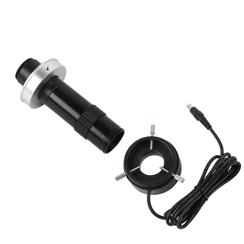 Imagem -06 - Miniscópio Ring Light para Câmera de Microscópio Lâmpada Ajustável Iluminação M28 Rosca Interface Connect 130x Lens 40 Led