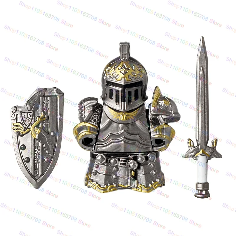 

MOC средневековые рыцари, тяжелая броня, мечи, щиты, фигурки, аксессуары, строительные блоки для сцены, игрушки, детские подарки Z151