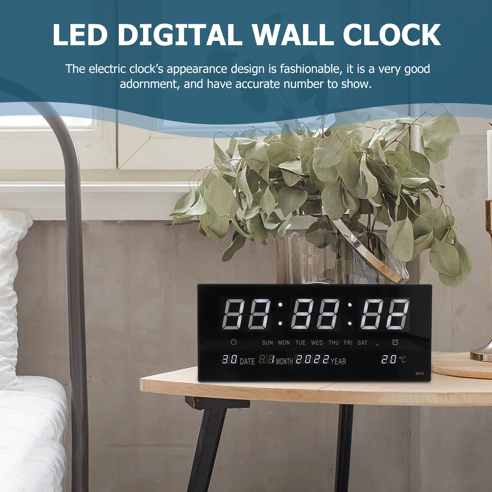 

Digital Year Calendar Clock Wall Clock Compact Alarm Electronic Large Screen Office Temperature Detection Quiet