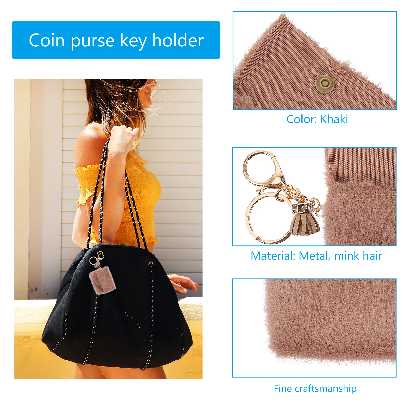 

2Pcs Coin Bag Keychains Mini Change Bags Durable Key Holders for Car Wallet Backpack Keychain Purse Coin Purse Key Holder