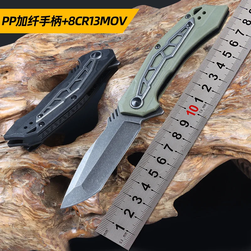 

Portable 1376 Pocket Outdoor Camping Folding Knife 8CR13mov Blade PP Fiber Handle Survival Tactical Hunting Utility Knives Tools