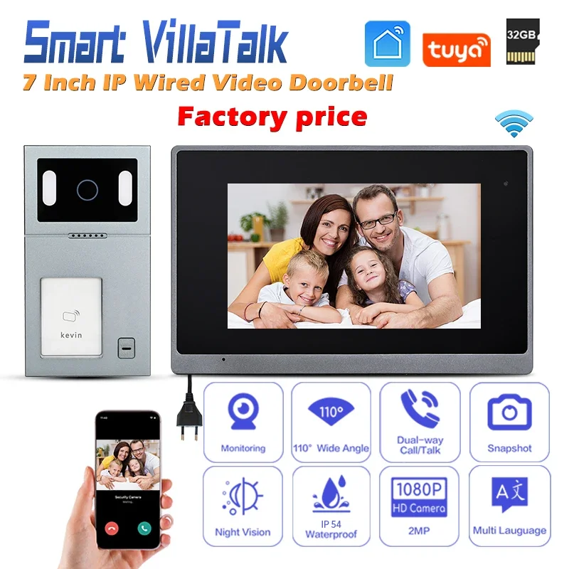 

Stock Available Monitoring and Snapshot photo when vistor call DC 12-24V Power door phone doorbell with intercom system for home