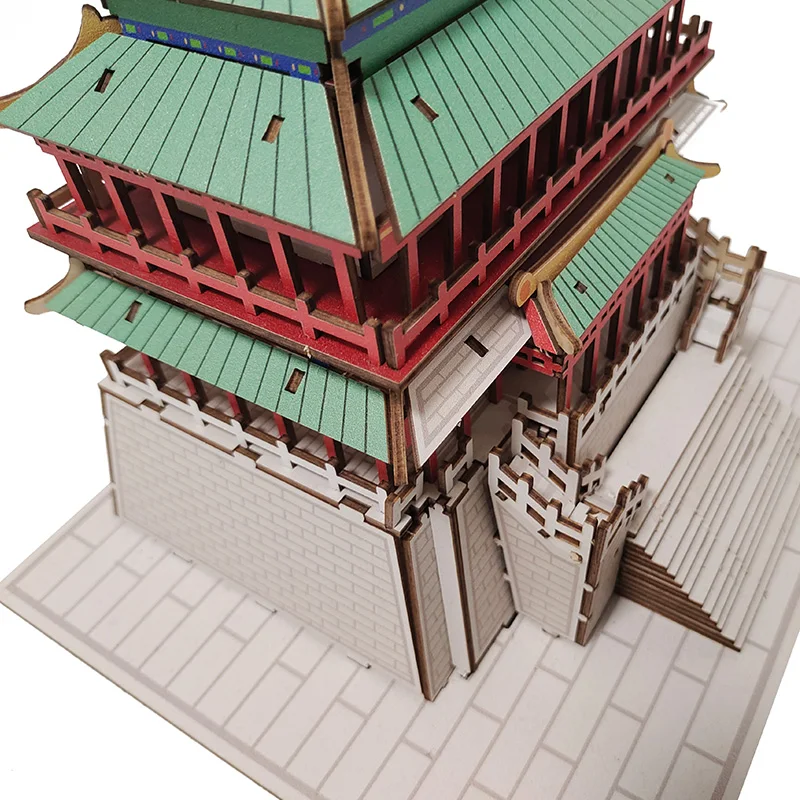 Yueyang Torre Miniatura Bloco De Construção, Kit Modelo De Montagem De Construção De Madeira, Material De Arquitetura Chinesa, Ornamento De Artesanato, 1Pc