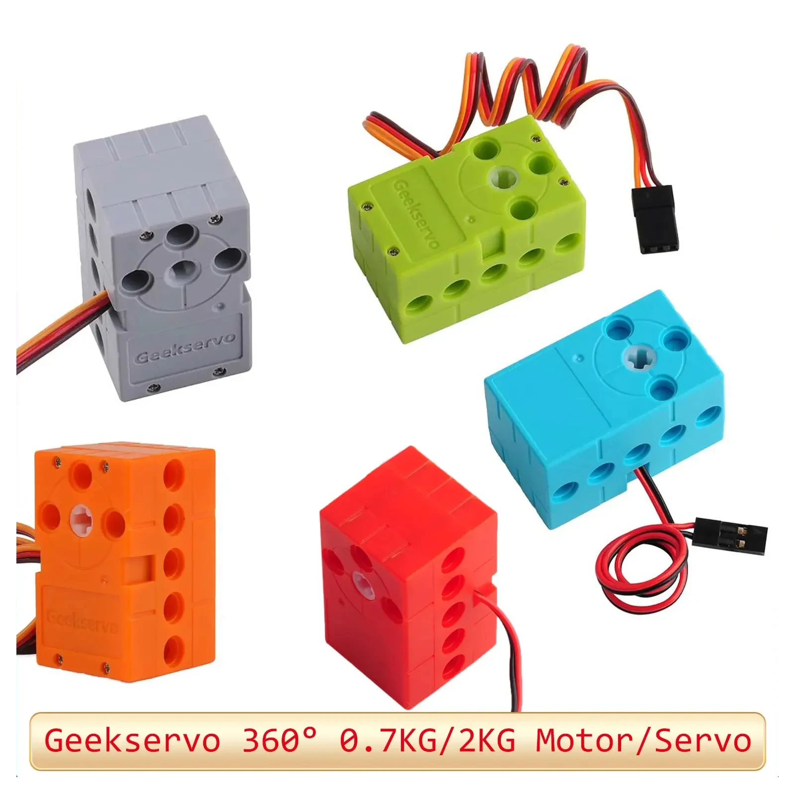Geekservo 0,7 kg/2 kg programmierbarer Servo-360-Grad-Bausteinmotor mit Doppelwelle für Micro: Bit, kompatibel mit Legoeds Bricks