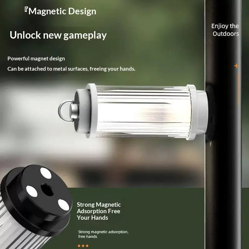 1Pcs Type-C Rechargeable Outdoor Flashlight 2000mAh Mini LED Camping Lanterns Warm White Light Hanging 38 Explore Camp Light