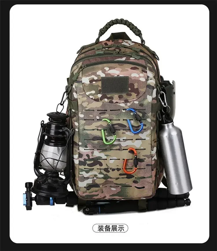 Taktische Outdoor-Tarnrucksack mit zwei Schultergurten - Neues Modell Rucksack - Multifunktionale wasserdichte Tasche für Militär-Enthusiasten und Pendler – Detail 14