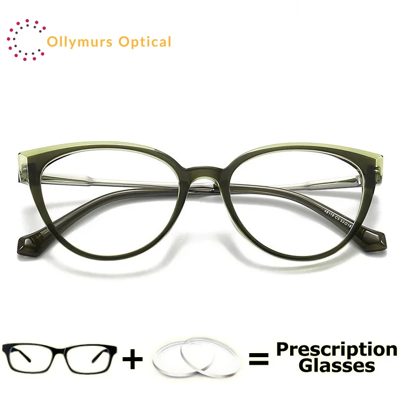 

OLLYMURS очки по рецепту кошачий глаз женские ацетатные очки для близорукости с рецептом прозрачные линзы переходные мультифокальные прогрессивные очки