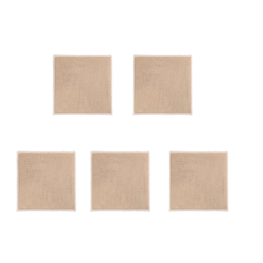 5 قطعة تحديد الموقع الجوت الدانتيل كأس حصيرة ريفي أدوات المائدة الزفاف غرفة الطعام كوستر الوسادة 10x10 سنتيمتر أدوات المائدة الدانتيل كأس حصيرة