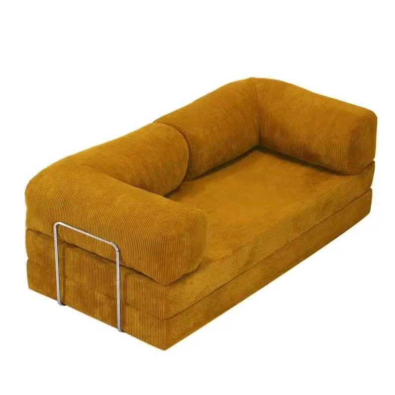 

Retro style corduroy full dismantling and washing fabric sofa bed modern living room size apartment straight row double