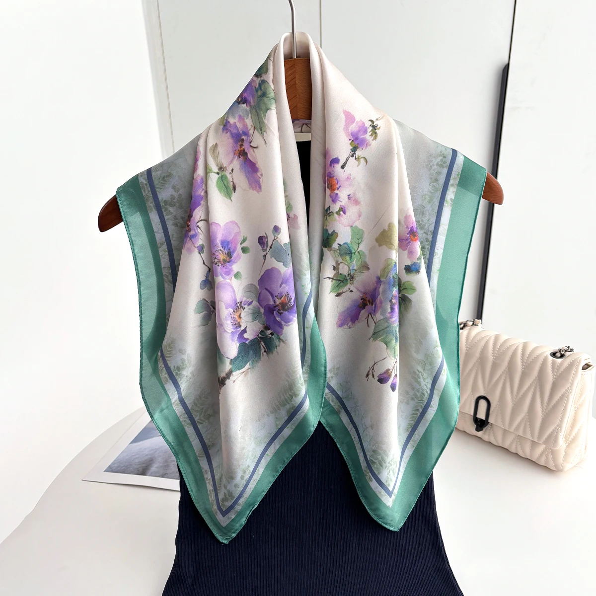 

Summer Scarf Women Oil Pattern Silk Imitation Scarves Square Hairbands Foulard Female Bandana Neck Kerchief Headbands