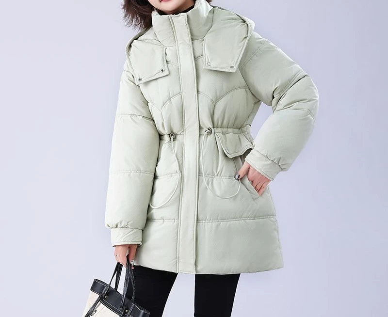 Jaqueta de algodão 2025 Nova jaqueta de algodão com cintura espessada para mulheres