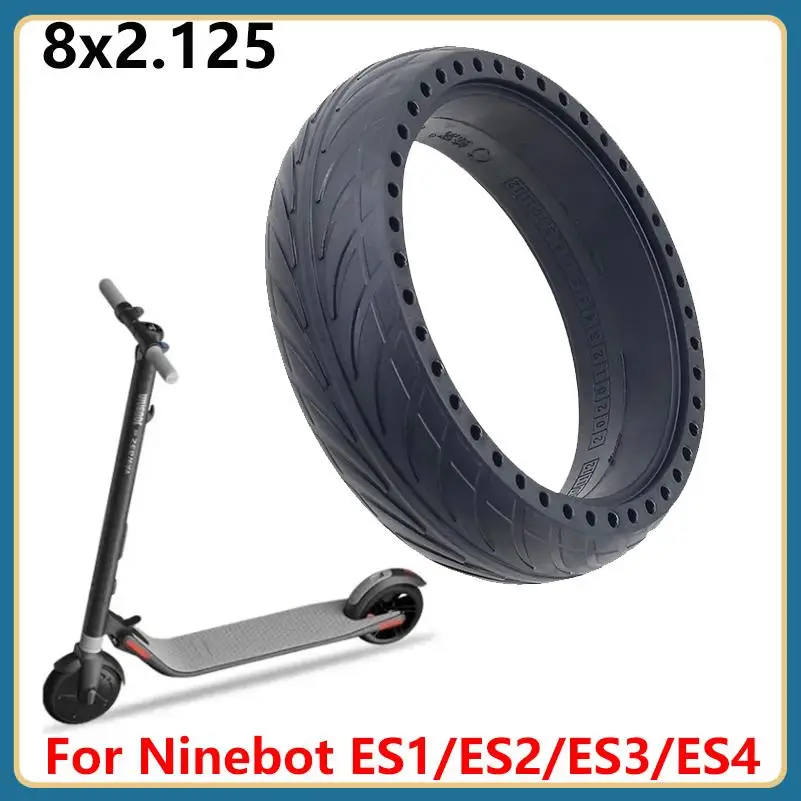 Neumático sólido de 8 pulgadas, 8x2,125 para Ninebot Segway ES1/ES2/ES3/ES4, neumático sólido de goma para patinete eléctrico, neumático antipinchazos con amortiguación, 1 ud.