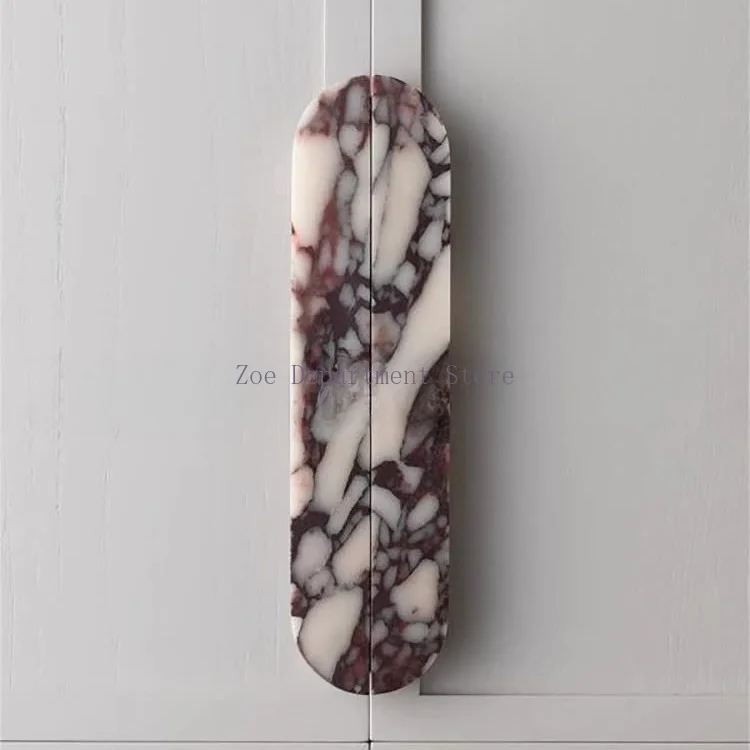 Luxury Calacatta Violet Marble Cabinet Door Handle Wabi Sabi Style Vintage Stone Pull Home Decoration
