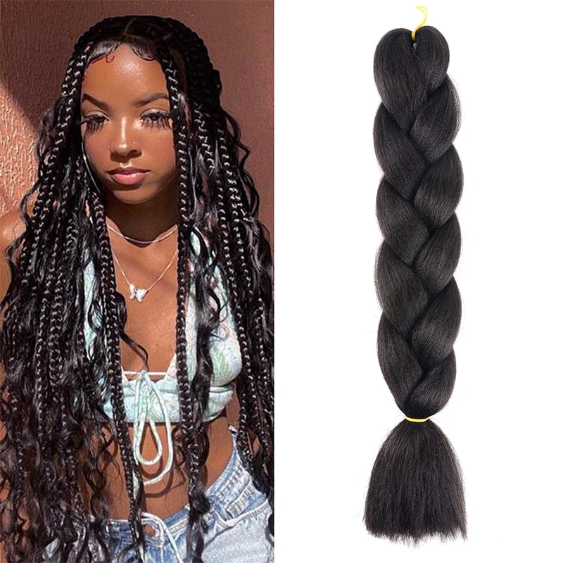 

24-Inch Solid Color Synthetic Braid Hair African Jumbo Braid Extension Pre-Stretch Daily Diy Crochet Women'S Braid Hair