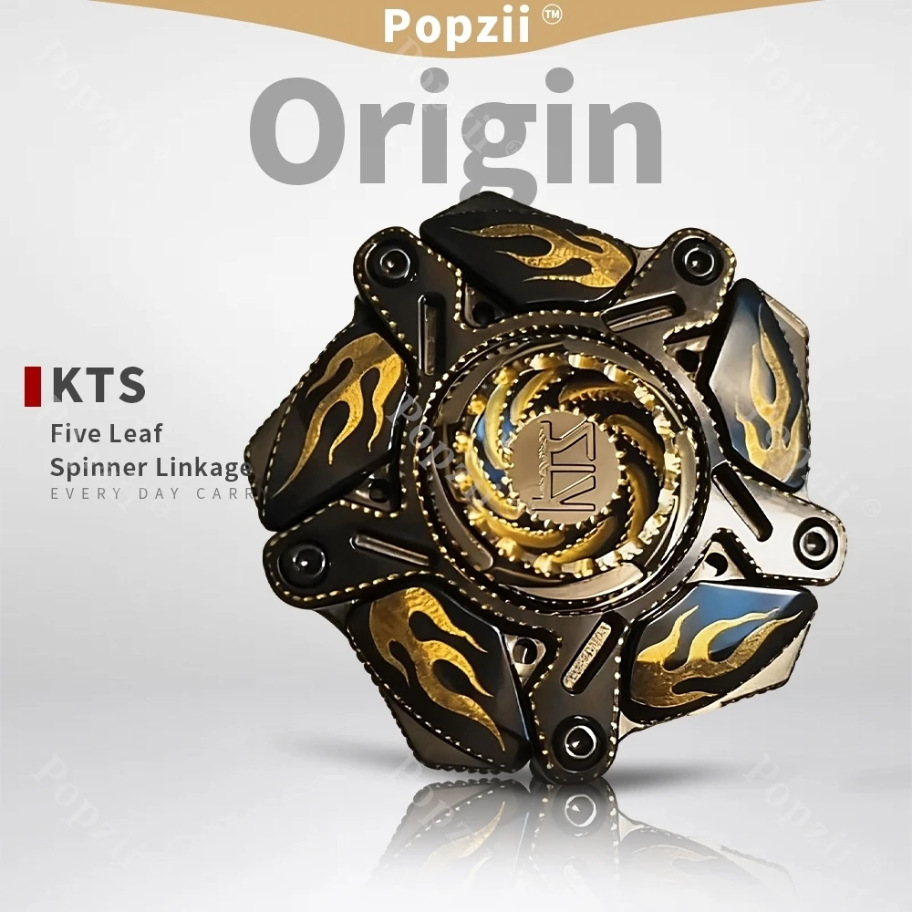 KTS Origin Titanlegierung Handschnitzerei Fünfblättriger Spinner Verknüpfung Magnetischer offener Fidget Spinner Fingertip Gyro Fidgeting Spielzeug