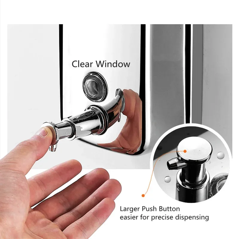 Wall Mounted Stainless Steel Soap Dispenser Silver Kitchen Bathroom Shower Soap Box 500 ml 800 ml 1000 ml Liquid Dispenser 3