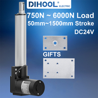 6000N Linear Actuator 24V Electric Lifting Motor 100mm~1500mm Stroke 75kg~600kg Load Adjustable Telescopic Push Pull Rod Lifter