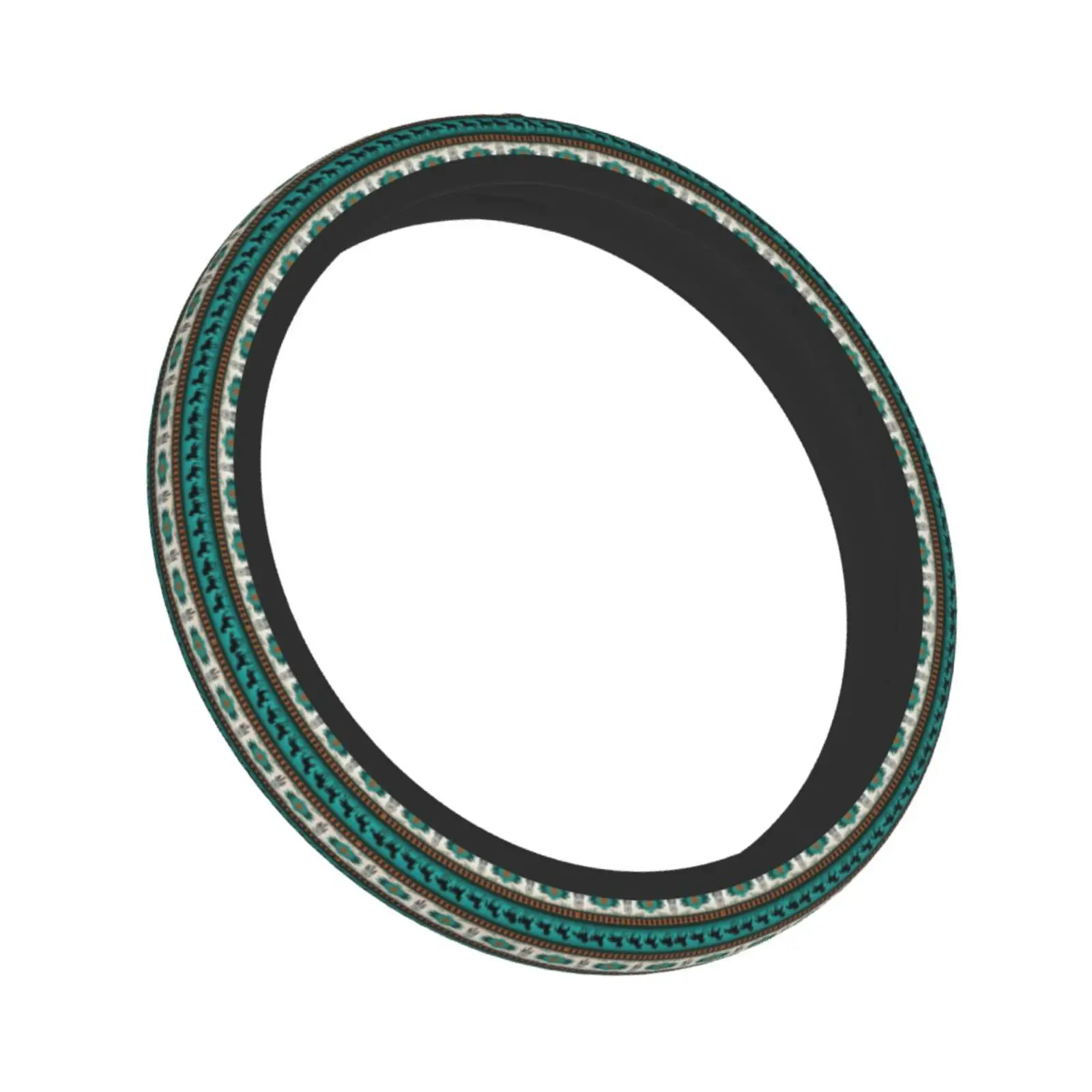 Tribal Aztec Horse Print Car Steering Wheel Cover Breathable Car Covers Suite Fashion Steering Cover for 14.5-15Inches