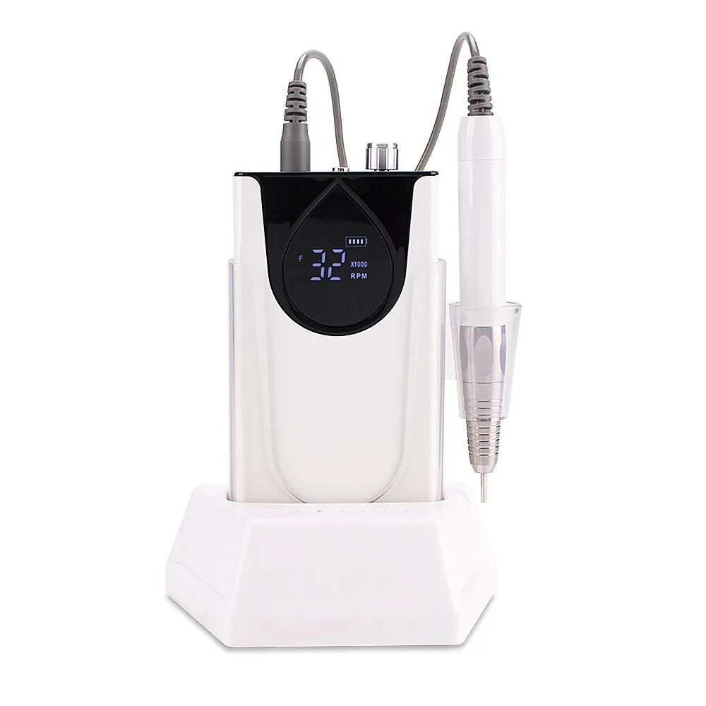 Full White Brushless Rechargeable 85W E File Nail Drill Machine 35K With Quiet Brushless Motor Handpiece