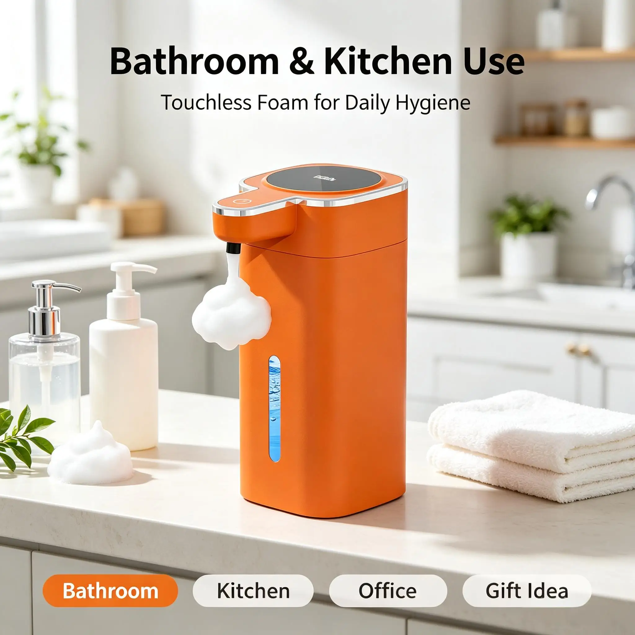 Automatic Foaming Soap Dispenser Touchless Smart Sensor Hand Washer for Kitchen Bathroom Wall Mounted Rechargeable