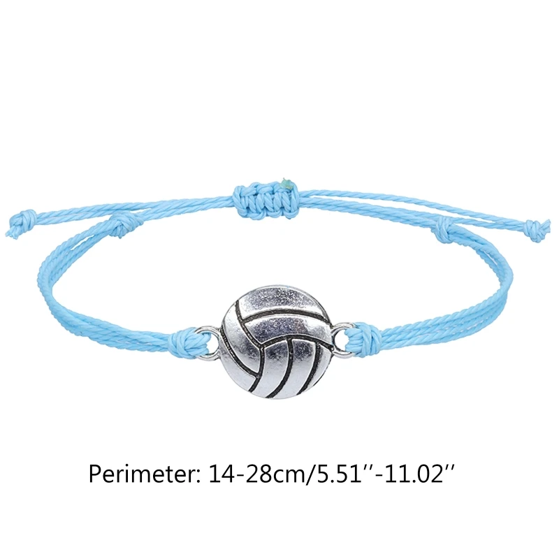 Volleyball Charm Bracelet Adjustable Woven Jewelry Volleyball Charm Bracelet Braided Rope Bracelets for Teens Drop Shipping