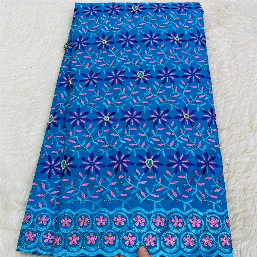 Cotton Dry Lace Fabric With Stones African Lace Fabric Latest Nigerian Swiss Voile Lace in Switzerland For Party Dresses Hm147-1
