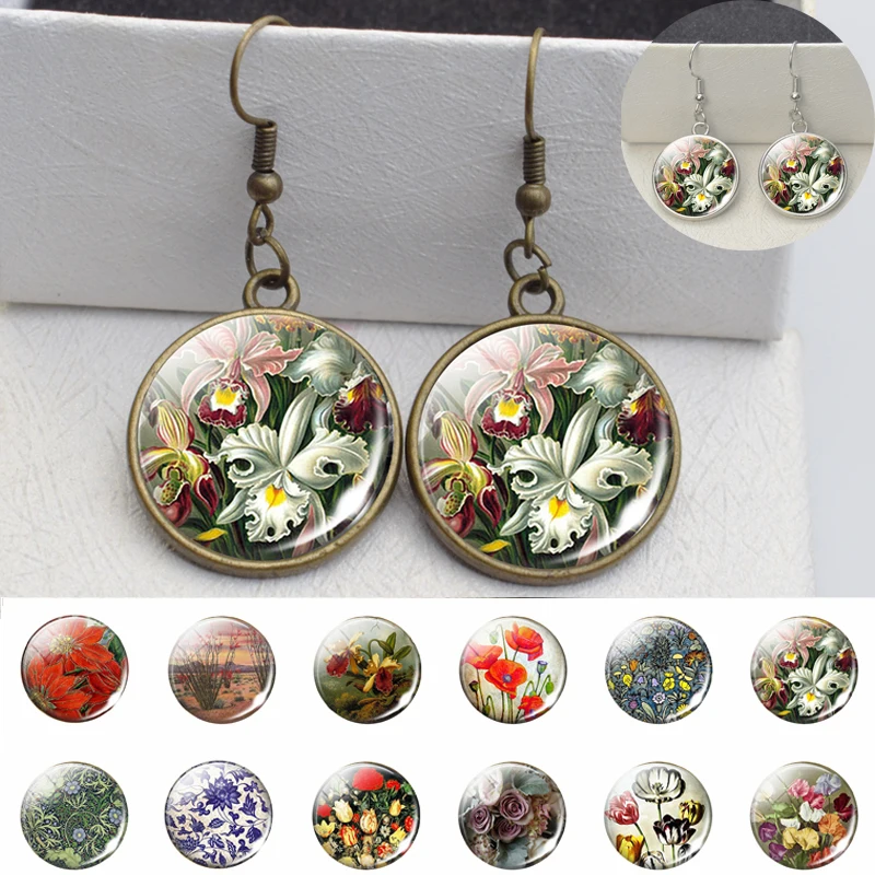 Retro Summer Fashion Women Flower Cluster Hook Earrings Creative Flower Pattern Design Earrings for Girls Dangle Earrings