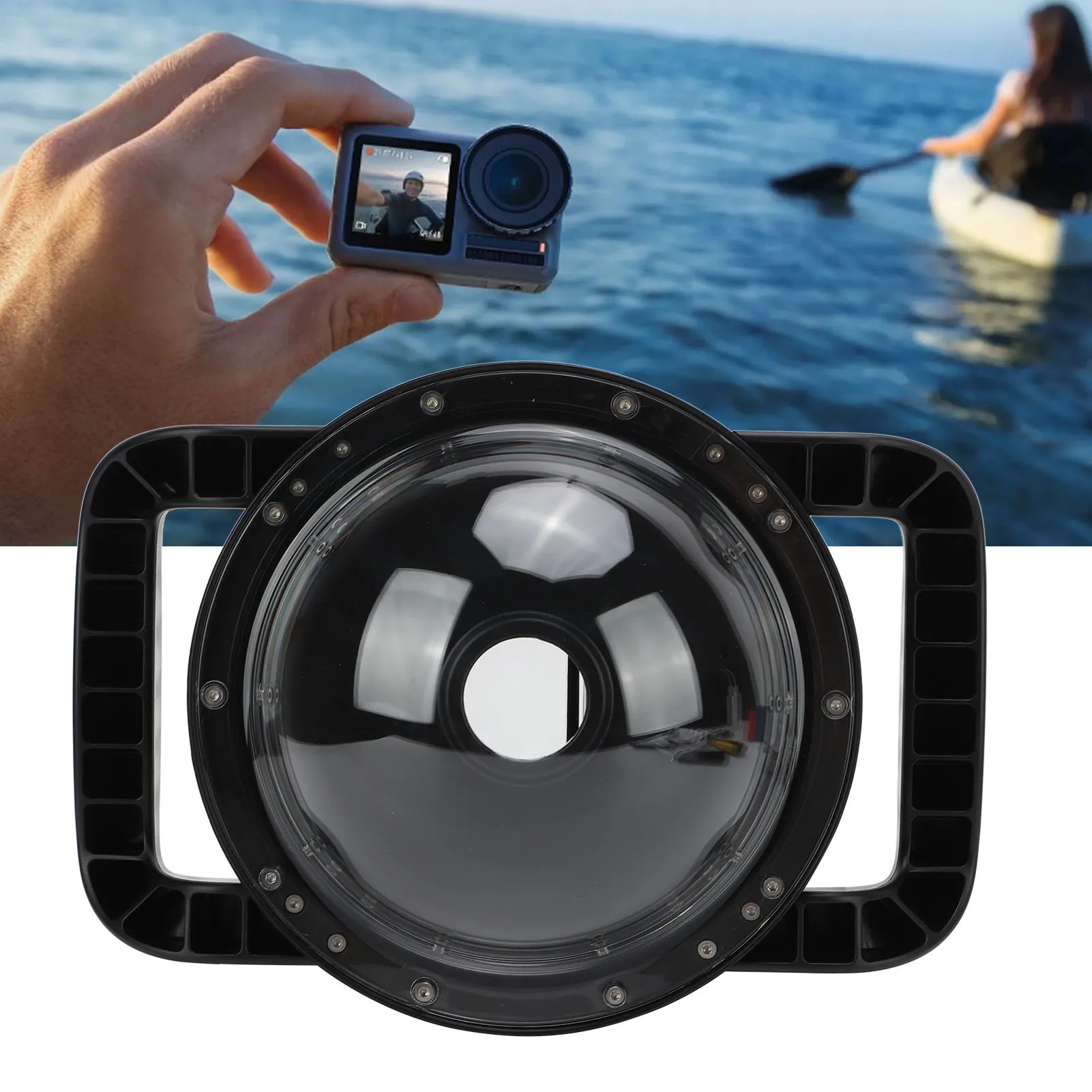 Obiettivo della fotocamera Copertura antipioggia Foto subacquee Video per Azione 1 Fotocamere Porta cupola per immersione Porta cupola per obiettivo Porta cupola a doppia maniglia