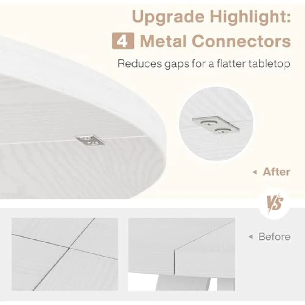 Round Wooden Dining Table for 4-6 People, 47 Inch Kitchen Table for Casual Dining