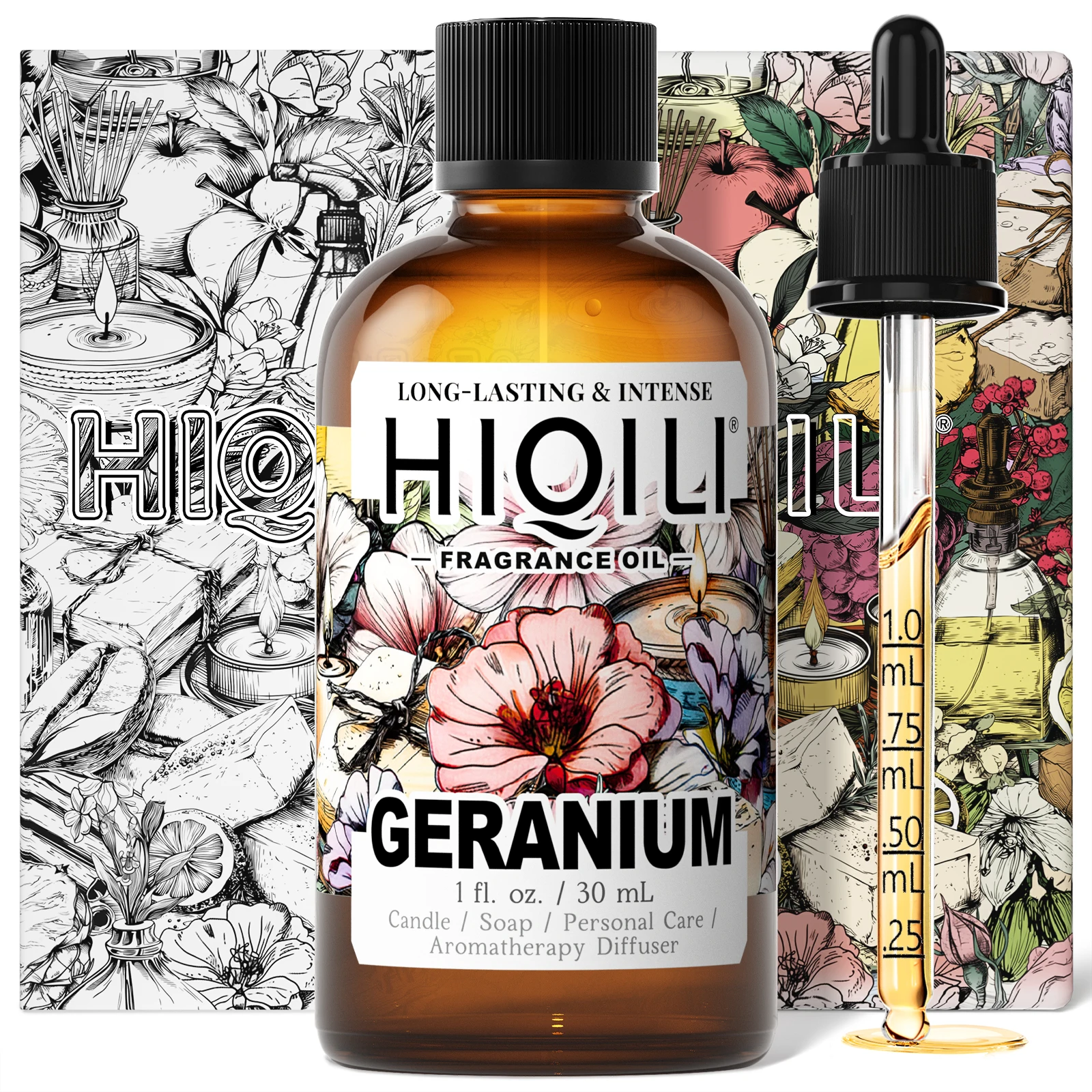 

HIQILI Long Lasting Fragrance Oil 30ml Geranium Scent Aromatherapy for Home Diffuser Vanilla Helichrysum​​ Sprays