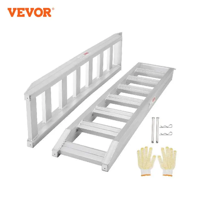 

VEVOR Aluminum Ramps 8810 lbs Heavy-duty Ramps with Top Hook Attaching End, Universal Loading Ramp for Motorcycle Tractor Trucks