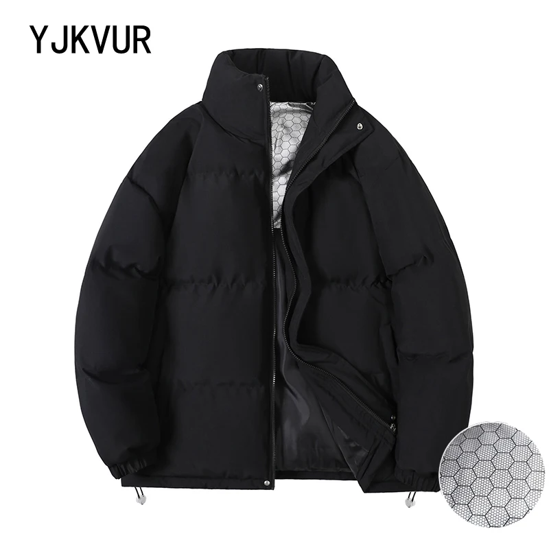 YJKVUR 2024 Winter New Oversize Men's Cotton Jacket Unisex Bread Jacket Coldproof Waterproof Graphene Warm Thermal Thick Coat