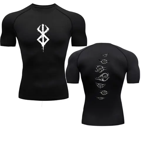 Anime Berserk Guts 남성용 압축 셔츠 피트니스 스포츠 러닝 타이트 체육관 티셔츠 Athletic Quick Dry Tops Tee Summer
