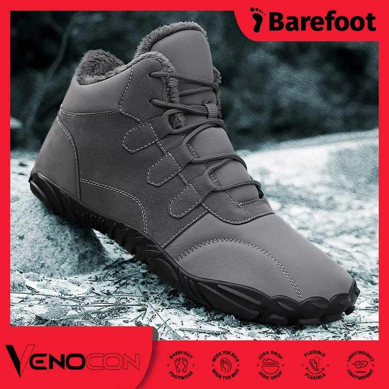 PINGELE-Bottes de neige thermiques minimalistes pour hommes et femmes, chaussures de pieds nus, baskets athlétiques d'hiver, boîte à orteils larges, VENOBurgos