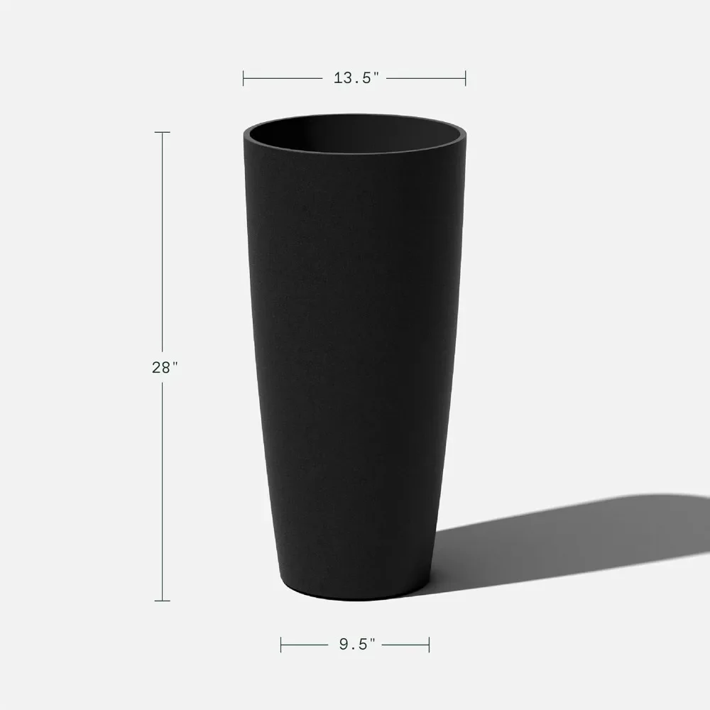 

Concrete with Drainage Holes Planter - Round Tall Planter for Indoor or Outdoor Porch/Patio