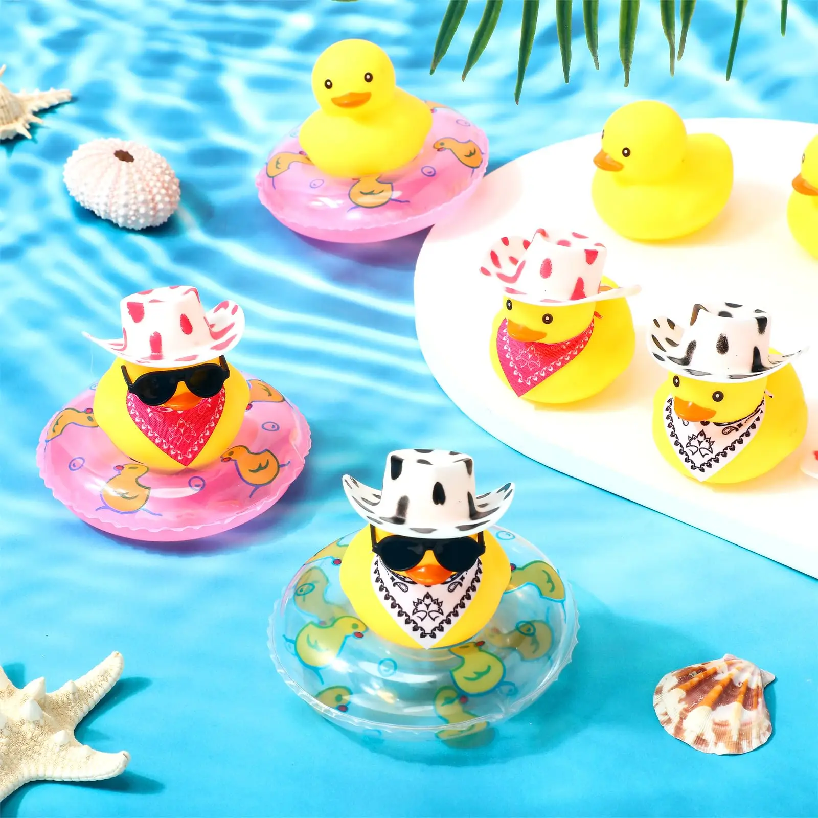 12/24/36 Sets Rubber Duck Car Dashboard Decoration Accessories Ornament for Car Dashboard Mini Cowboy Rubber Duck Party