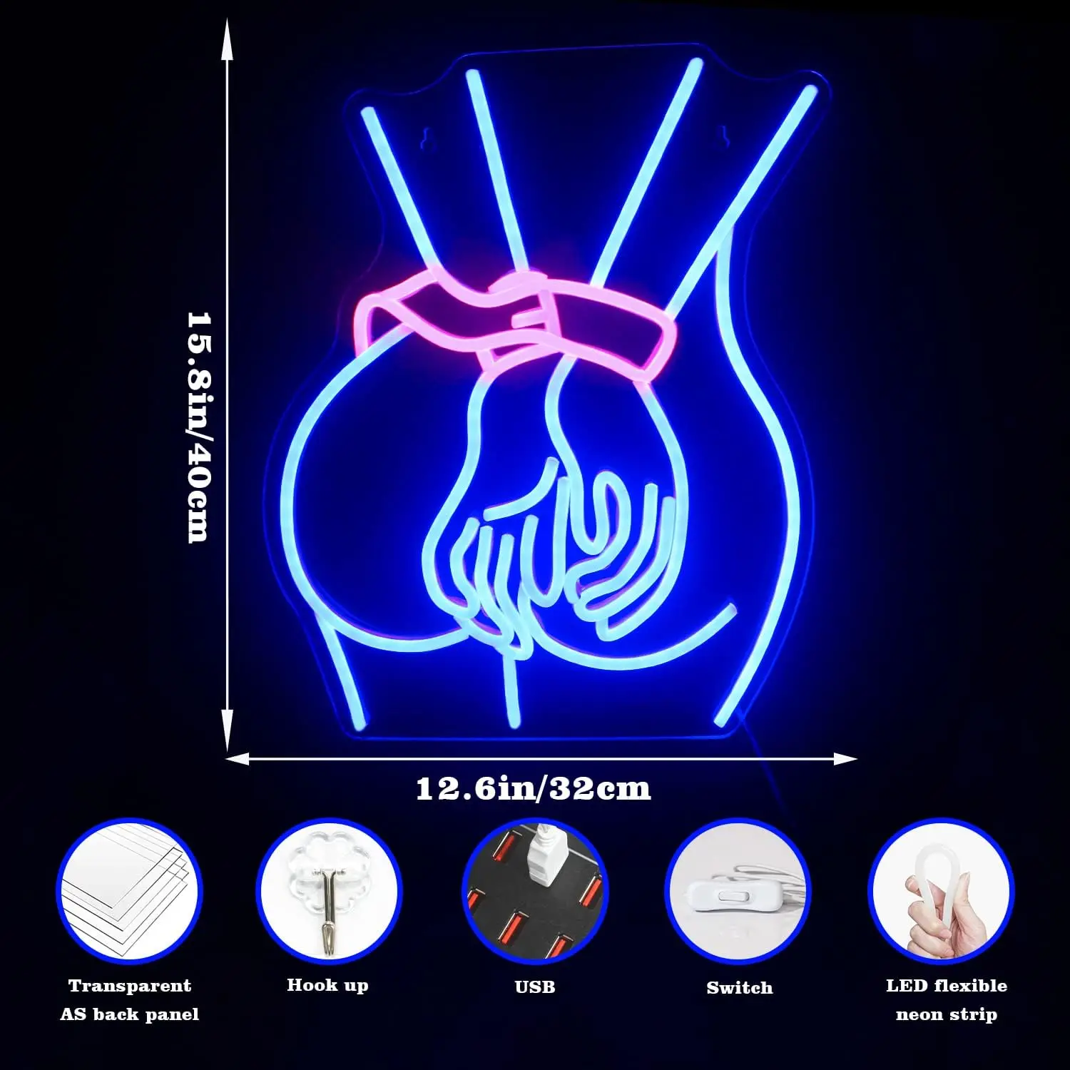 ไฟนีออนด้านหลัง LED สำหรับผู้หญิงปากการูปหัวใจสำหรับห้องนอนมนุษย์ถ้ำห้องเล่นเกมตกแต่งบ้านปาร์ตี้ศิลปะตกแต่งห้องน้ำบาร์คลับ